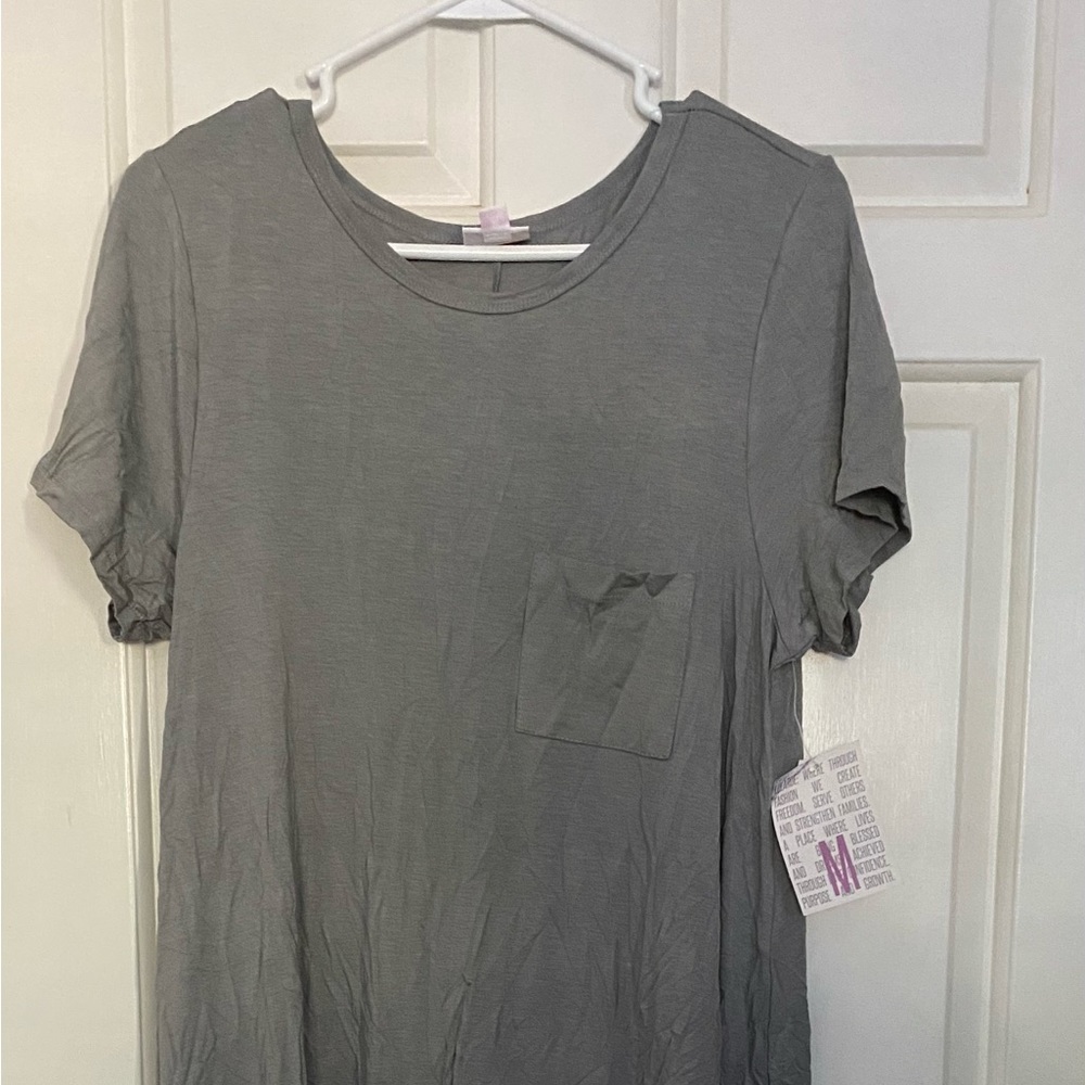 Nwt solid gray Lularoe Carly dress size medium